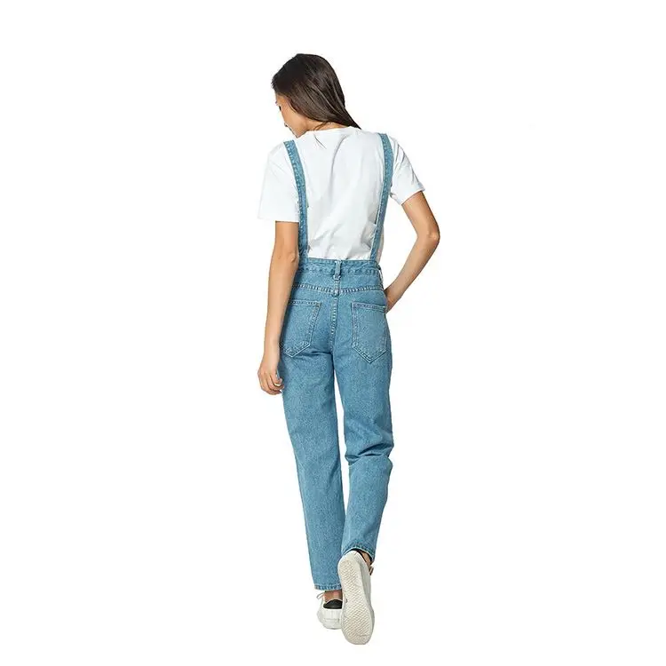 2022 High Quality Summer Dress  Blue Wash Womens Jumpsuit Ladies Denim Jeans Full Length Overall Jumpsuit