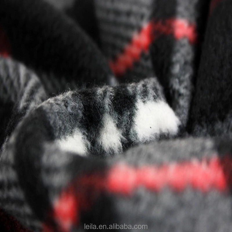 Custom Size Logo High Quality Super Soft Polyester Tartan Check Polar Fleece Throw Blanket