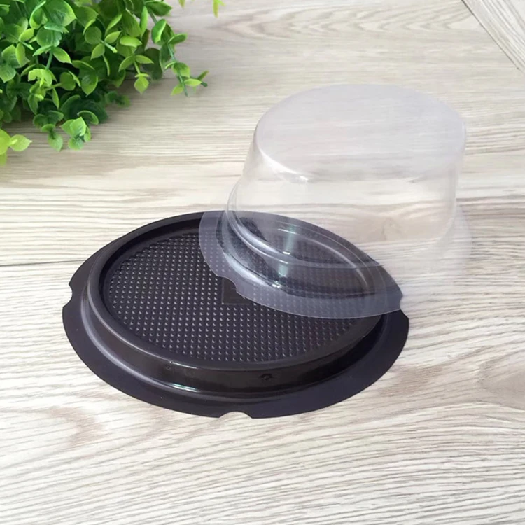 Food safety factory direct supply round cake containers disposable,plastic cake tray with round lid