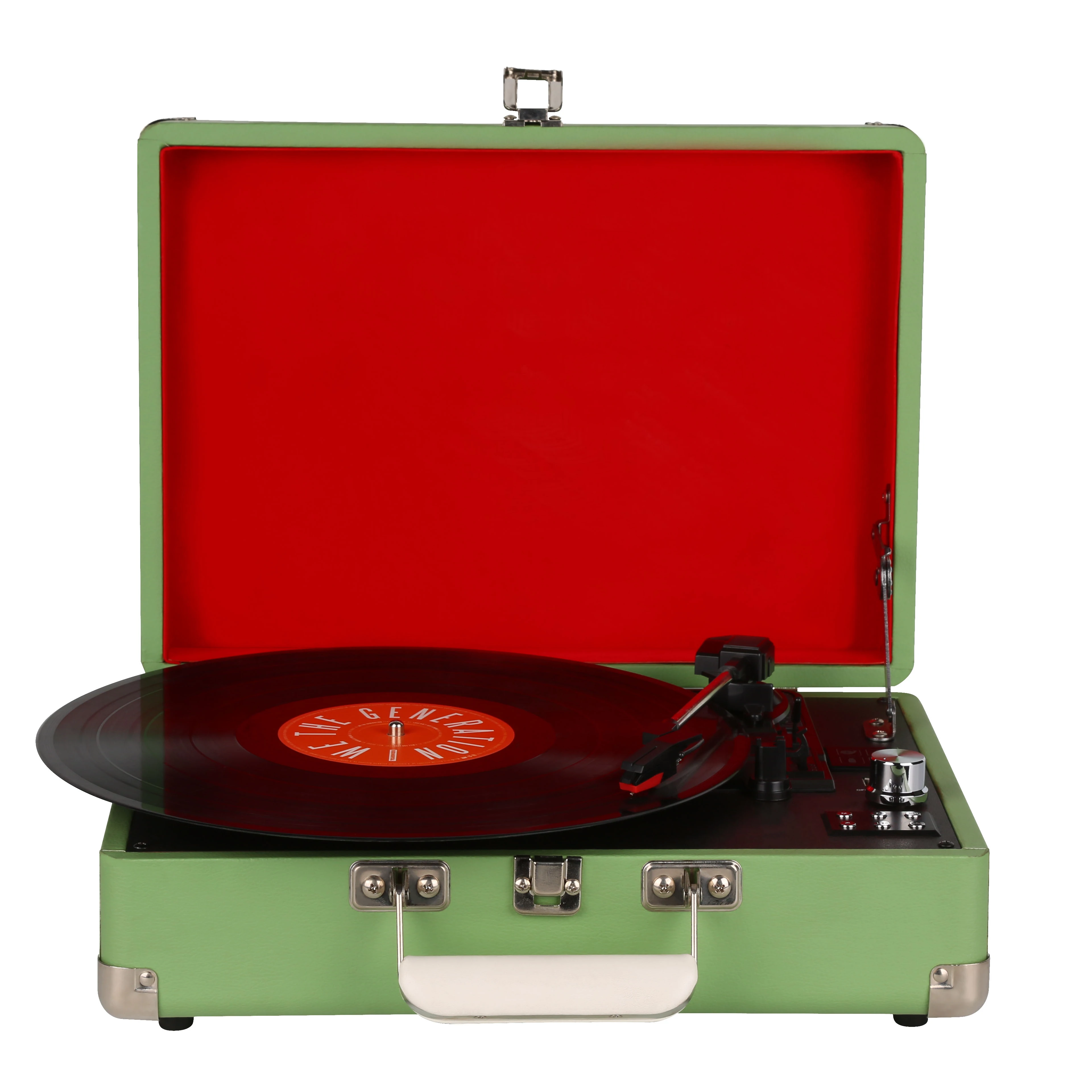
3 Speed Record Player Suitcase with Built in Speakers/ Aux In/ AUX OUT/USB Recording /USB Playing in MP3 Format 