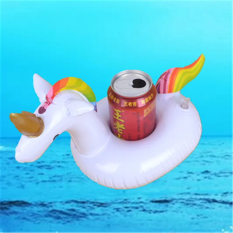 Z515 Custom PVC Round Flamingo Floating Beer Drink Holders Beach Float Beverage Coasters Swimming Pool Inflatable Cup Holder