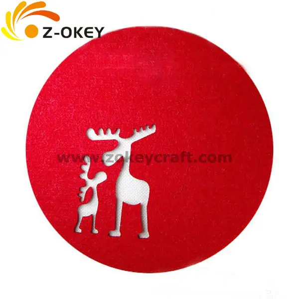 best price Hot Sale 2015 new design Christmas felt table coaster table placemat cup pad table decoration pan holder