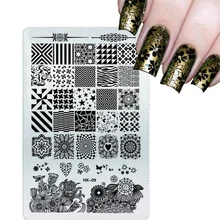 NEW 2016 Glitter Square Stamping Plates Nail Art Stencils Templates DIY Salon Polish Decor for Manicure