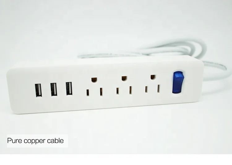 
Smart USB power strip outlet connector electrical power extension cord socket 