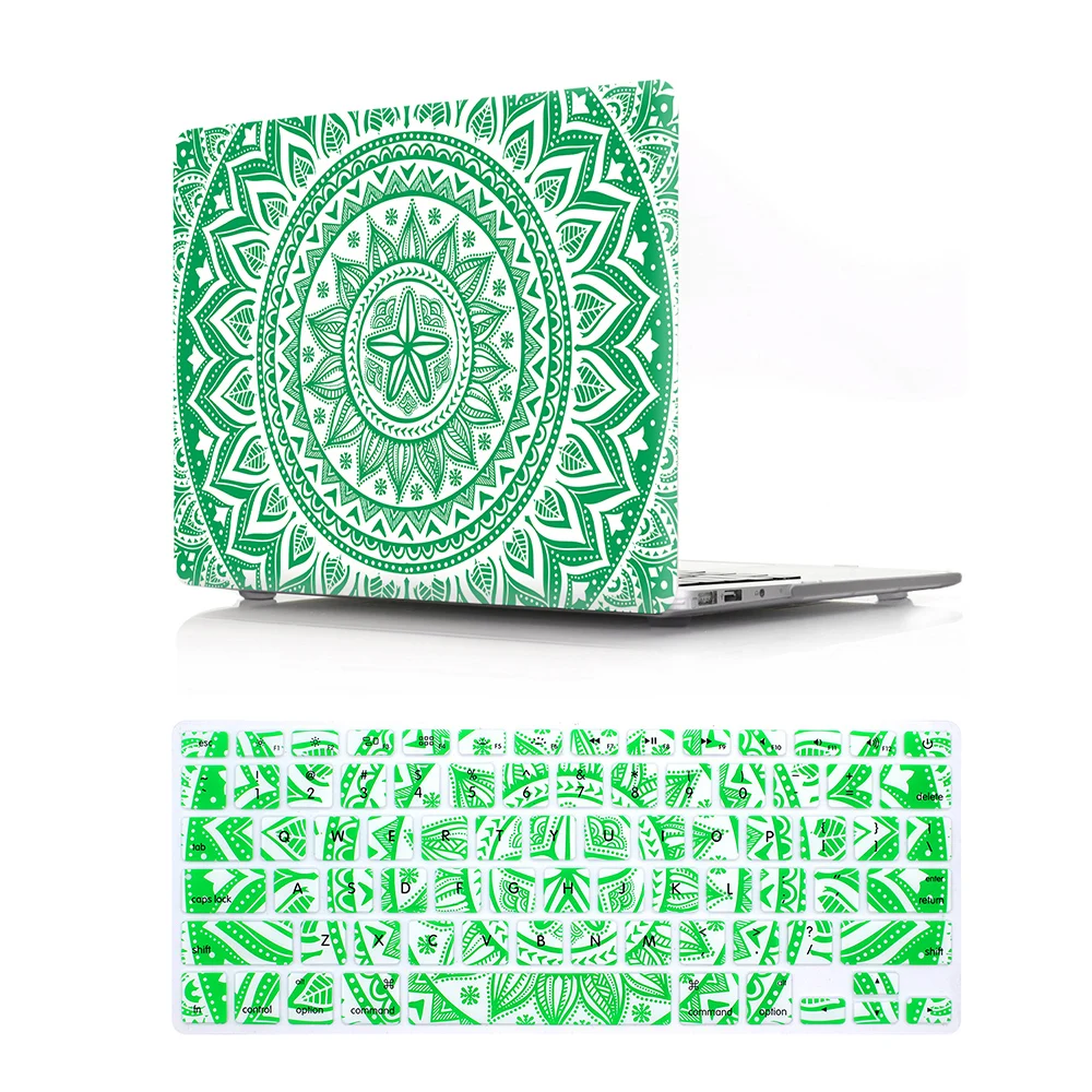 2 in 1 Laptop Case and Keyboard Cover Flower Design Hard Plastic Case Keyboard Cover For Mac air pro retina 13 15 16 inch A2179