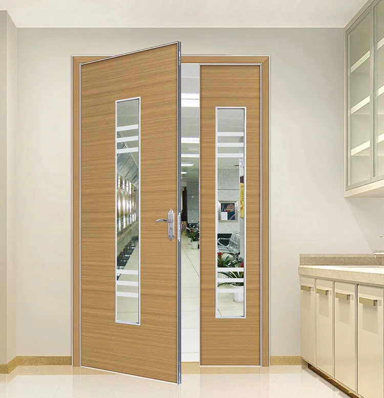 interior glass wood double door Commercial melamine and glass inserts conference room door for office