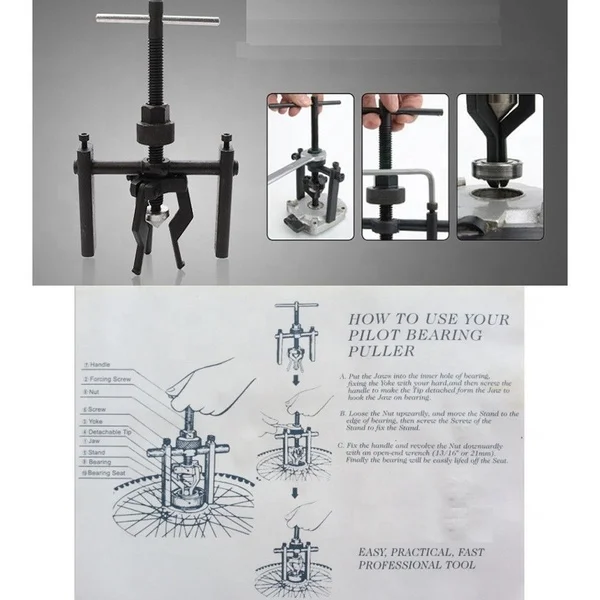 
Car Auto Carbon Steel 3 Jaw Inner Bearing Puller Gear Extractor Automotive Machine Tool Kit Removal Tool 