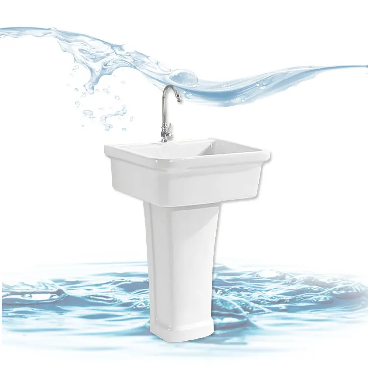 Bathroom ceramics laundry tub wash sink with a washboard