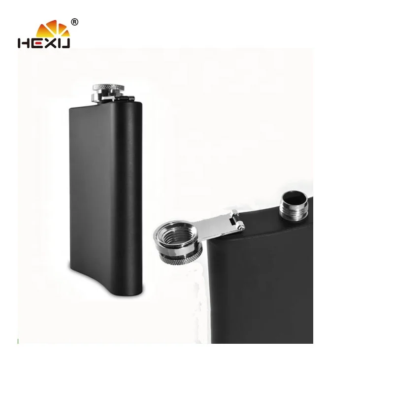 
stainless steel alcohol 6 oz black hip flask set with funnel 