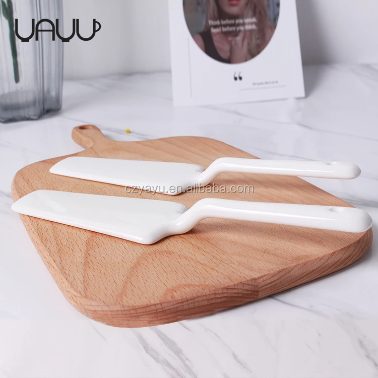 Nodic thin edge white porcelain wedding cake server knife / cutter set