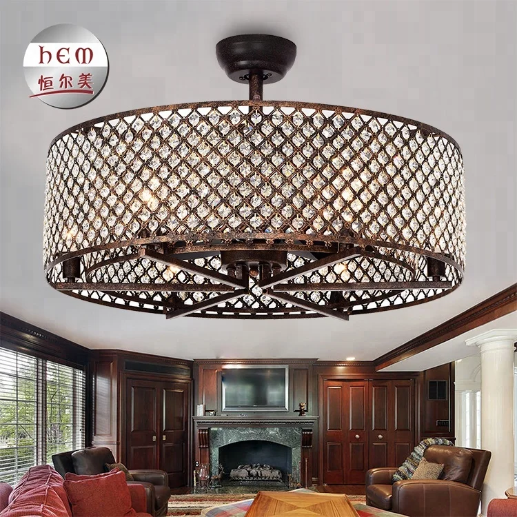 
2018 Hot sale Modern Crystal Energy Efficient Decor decorative Crystal Remote Control Dc Ceiling Fan With Light 