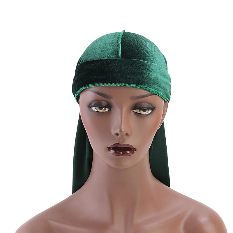 External Stitch Unisex Korea Velvet Durag 360 Waves Extra Long Straps Beautiful Du Rag Doo Rag MTJM-05B1
