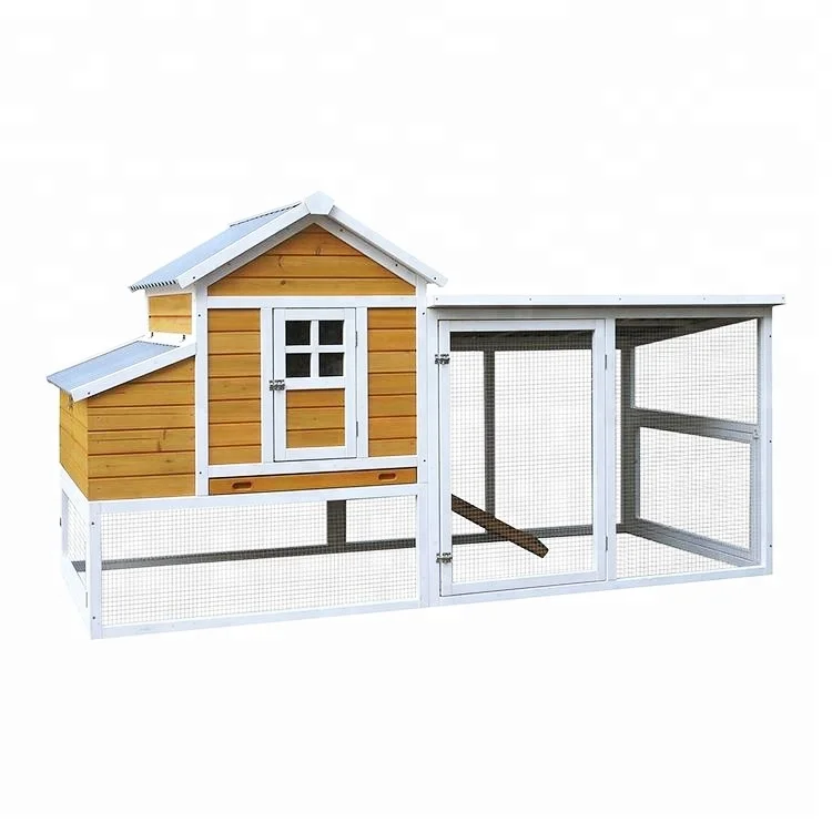 Waterproof Wooden Poultry folding tractor Pet Cage mobile duck House large run chicken coop with egg nesting for 8 birds