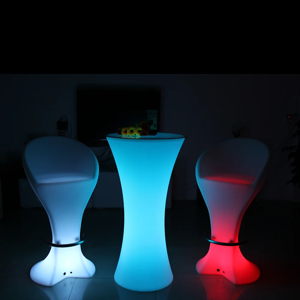 
remote control 16 colors changing rechargeable led pub table outdoor white plastic led bar table for wedding and event 