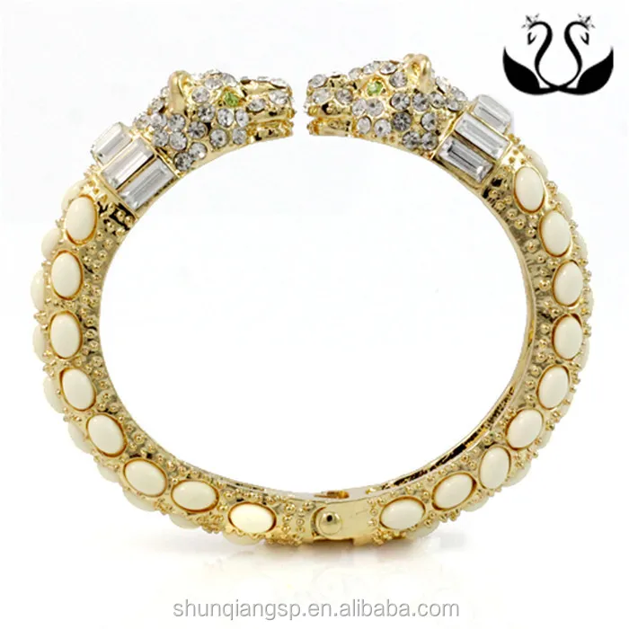 Europe and the United States to kiss acrylic jewelry exaggerated animal leopard head spring opening custom alloy bracelet