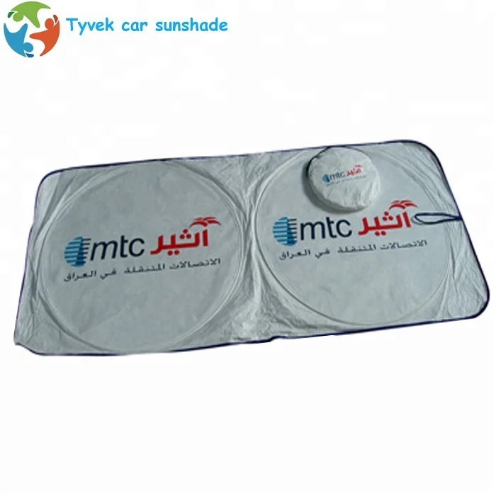 Best quality white car window sun shade tyvek car sunshade with logo printing