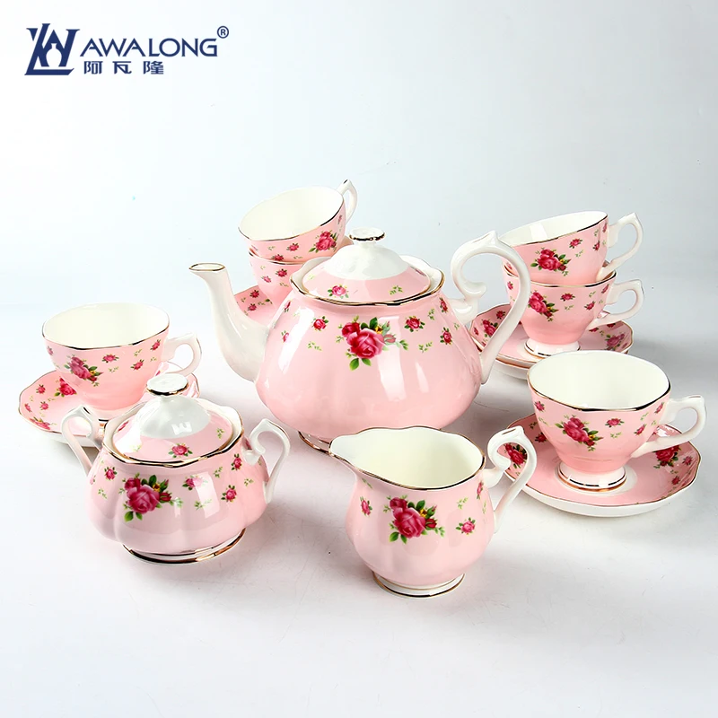 Wholesale Customized Promotion Porcelain Tea Set Vintage Bone China Tea Coffee Set