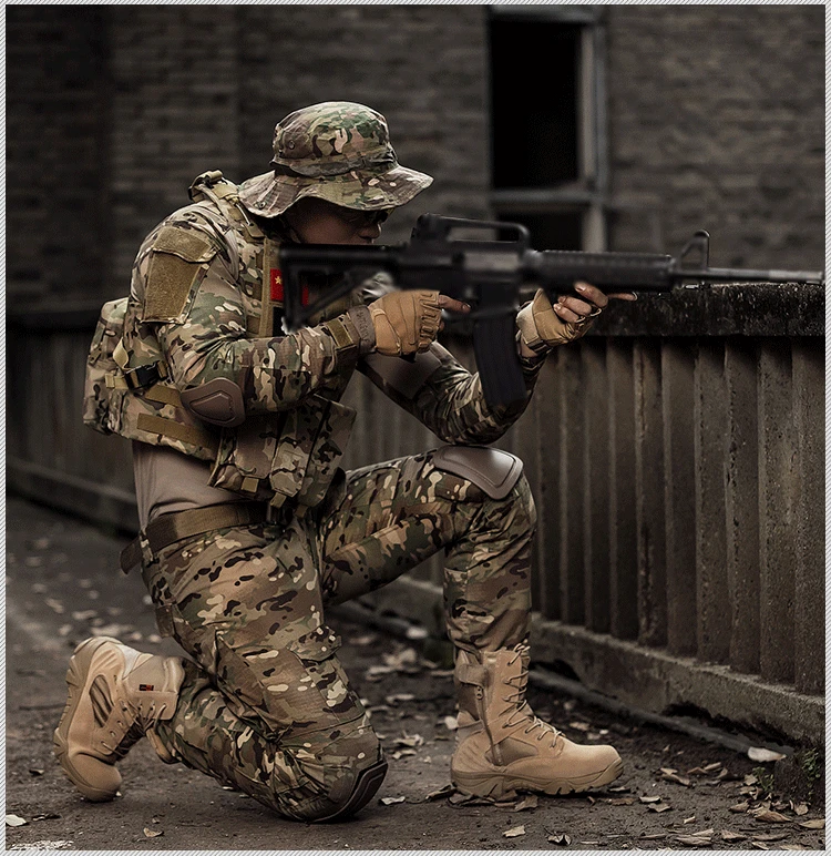 
Army Military Uniform Camouflage Tactical Combat Suit Airsoft War Game Clothing Shirt + Pants Elbow Knee Pads 
