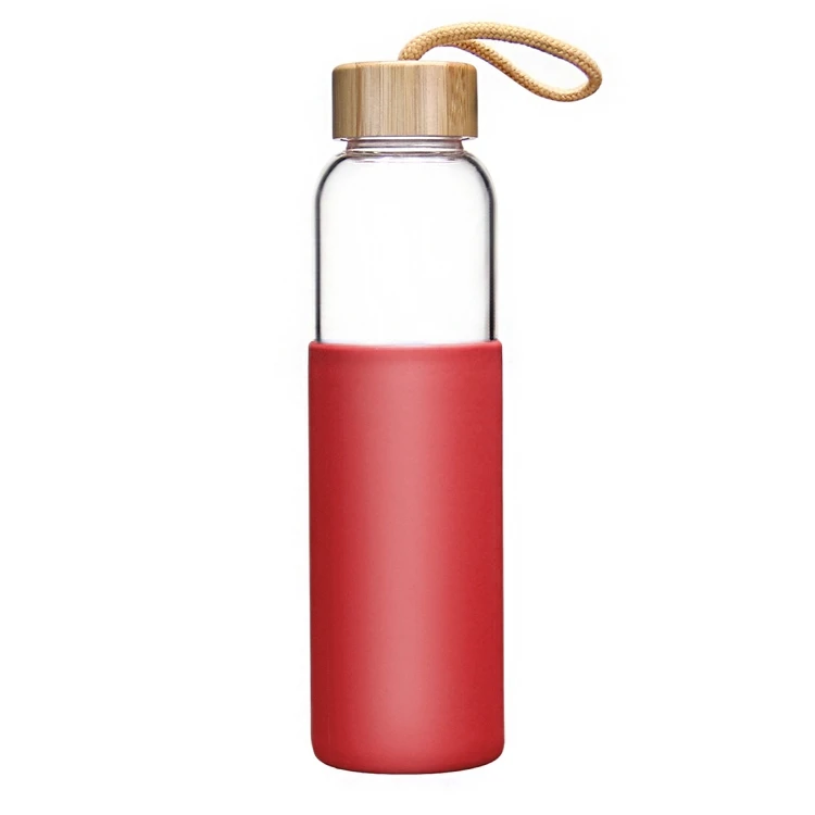 AIHPO06 Antique Fancy Colored Girl BPA Free 550ml Hot Drinking Glass Sports Water Bottle With Silicone Sleeve With Bamboo Lid