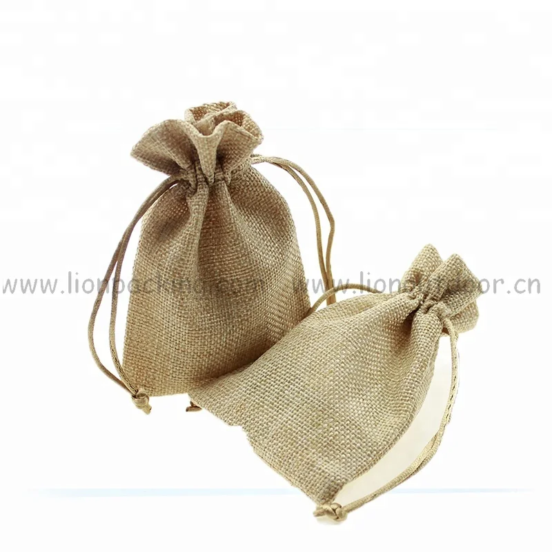 Wholesale price custom logo printed small burlap coffee pouch drawstring jute bag for rice