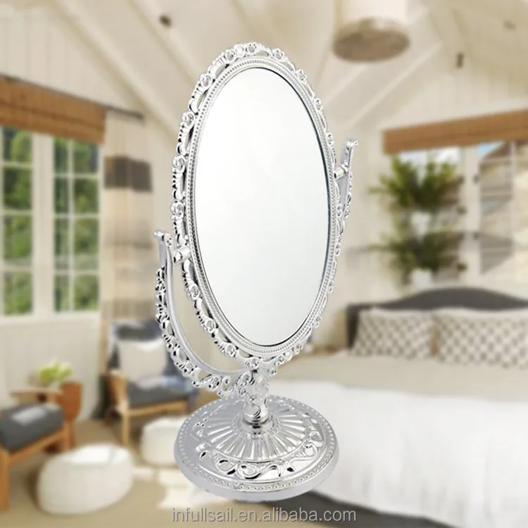 
double sides heart-shaped magniying cosmetic mirror high quality free standing desktop mirror 