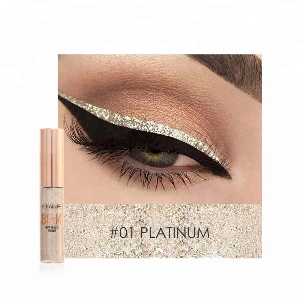Focallure 2018 Best Wholesale Golden Waterproof Liquid Eyeliner With Glitters