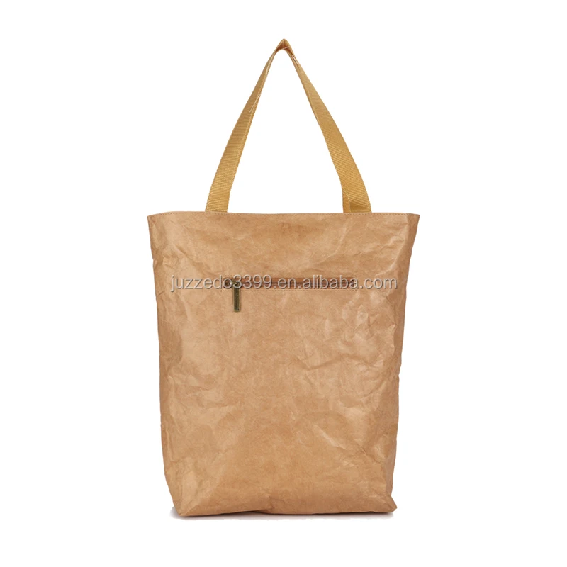 GRS certificate Low price zipper closure Portable Eco-friendly recycled tyvek paper tote shopping bag