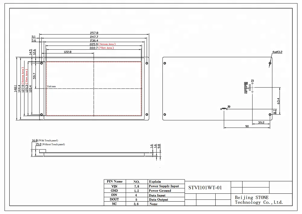10.1 Inch LCD Screen with Touch Control Panel monitor