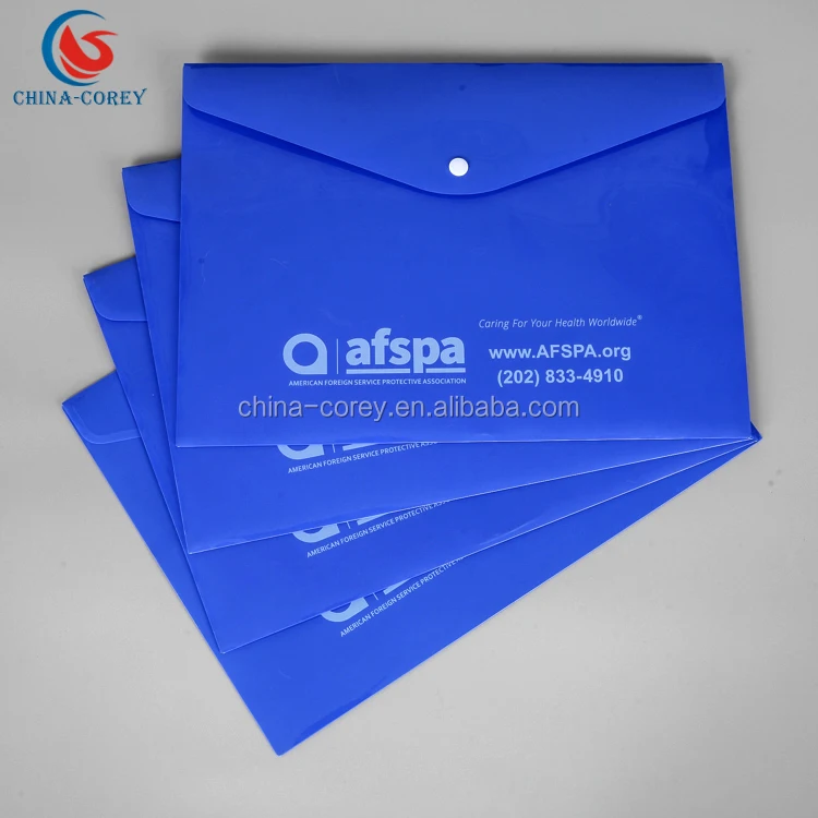 
pp hard plastic snap envelope document file folder with customized printing 