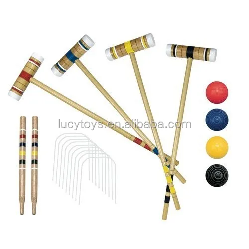 Premium Best Selling Classic Lawn Yard Outdoor Games  Wooden Croquet Set for Kids