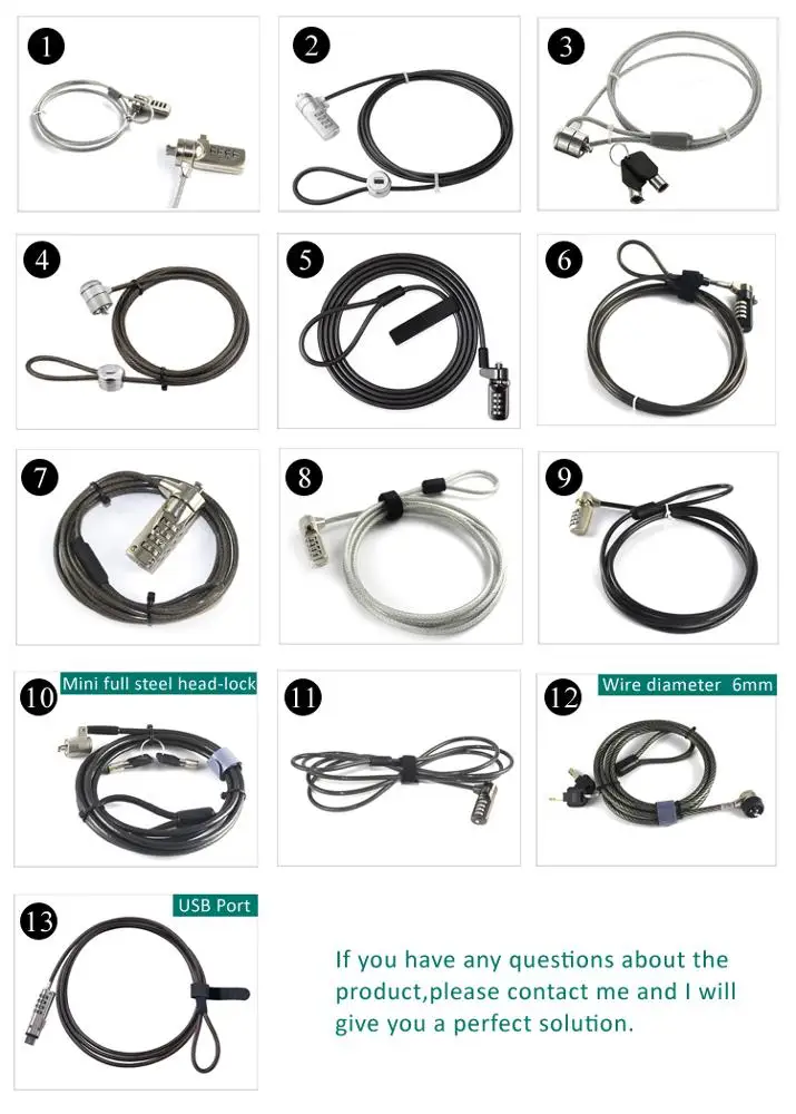 Accept OEM and ODM service computer laptop USB security anti-theft cable lock for desk usb laptop lock cable usb laptop lockusb