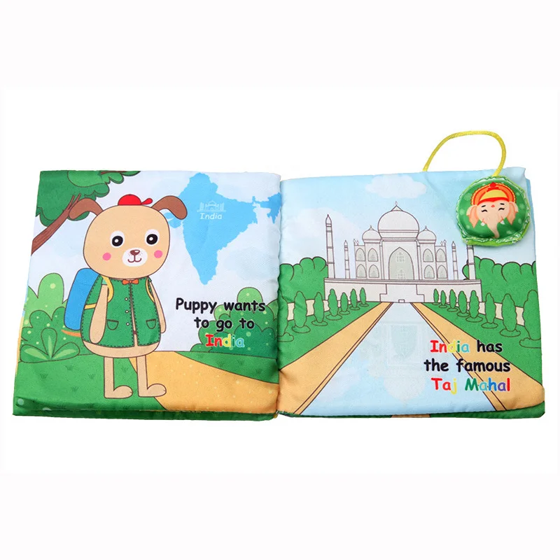 Puppy travelling diary soft fabric cloth books baby educational toy