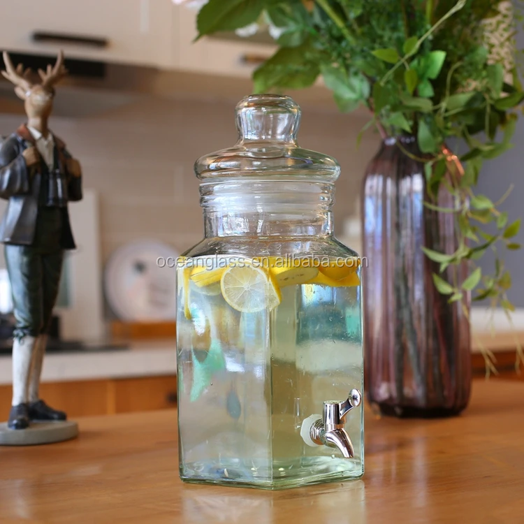 High Quality 10L Honey Glass Beverage Dispenser Jar Decorative Glass Water Dispenser With Tap