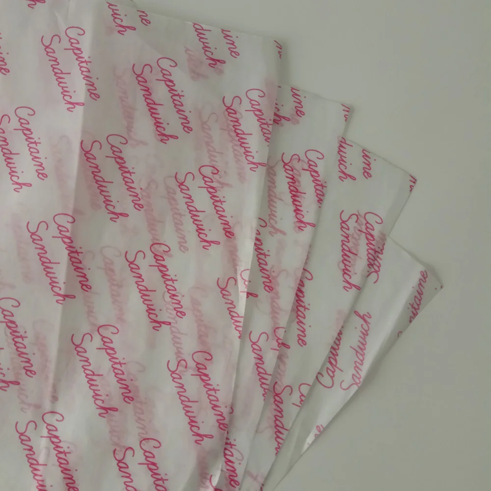 Food Grade Custom Printed Butter Wrapping Wax  Paper Greaseproof Paper For Burger Wrap