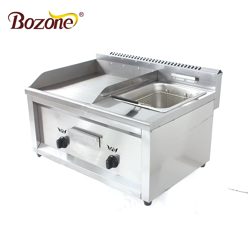 G-GF750 Stainless Steel LPG Kitchen Equipment Counter Top Commercial Portable Natural Gas Griddle /Gas Griddle With Fryer