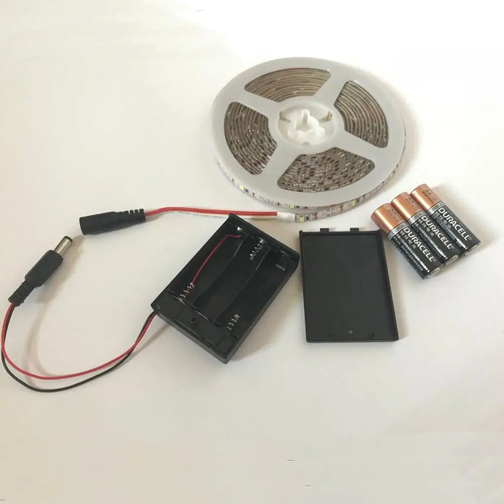 Battery powered led strip light 5v 2835 IP65 8mm width with 4*AAA battery box  portable