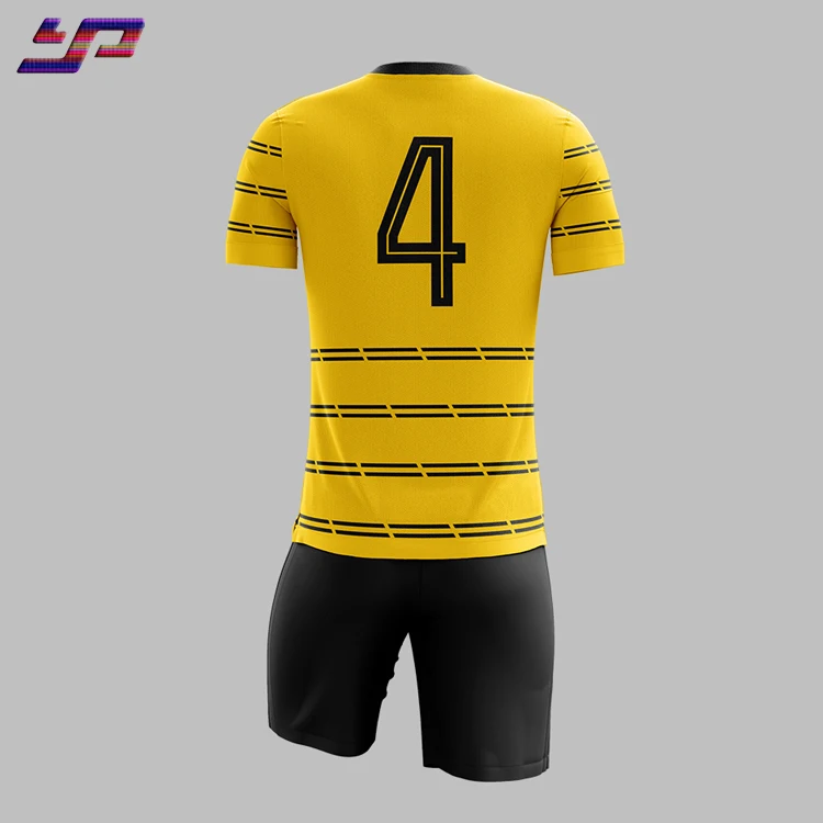 European Club Boys XXL Black Yellow Soccer Jersey Outlet/Soccer Wear Jersey