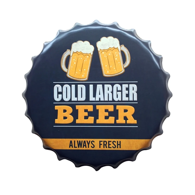 
Customize made tin round hanging beer metal sign for wall 