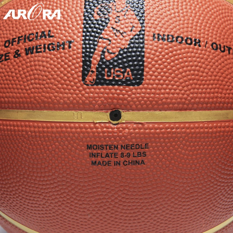 Size 7/29.5 Inch  Brown Color Official Rubber Basketball 8 Panels Winding Bladder Rubber Content 35%-38%