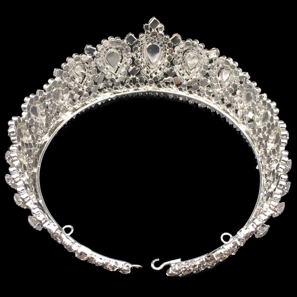 Echsio Cubic Zircon Tiara For Customize-Ball Accessory The Most Sparkly Halo Big Pear Cut Zircon Crown For Women BC3232