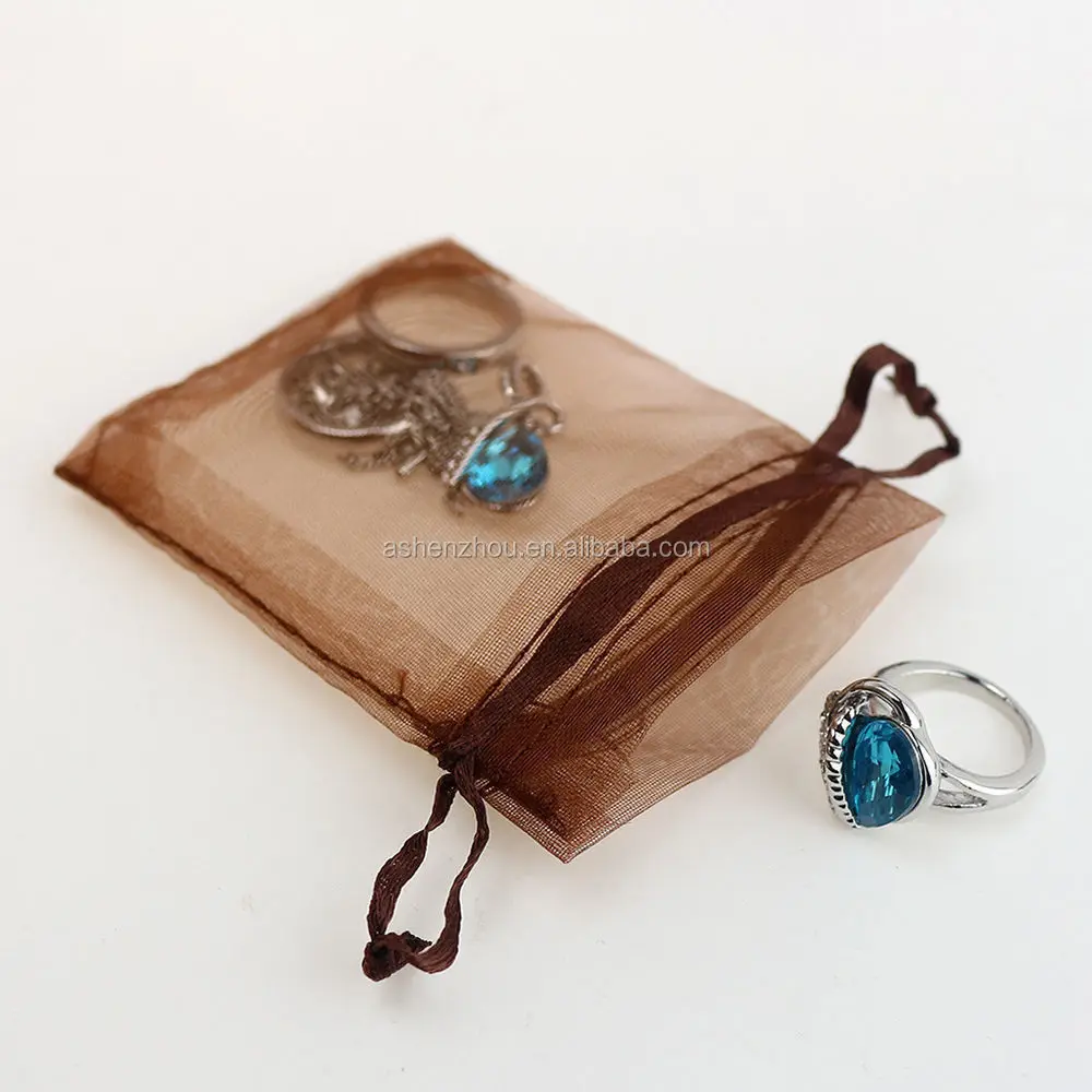 Wholesale hot sale custom different sizes packaging pouch sheer mesh organza gift drawstring bag