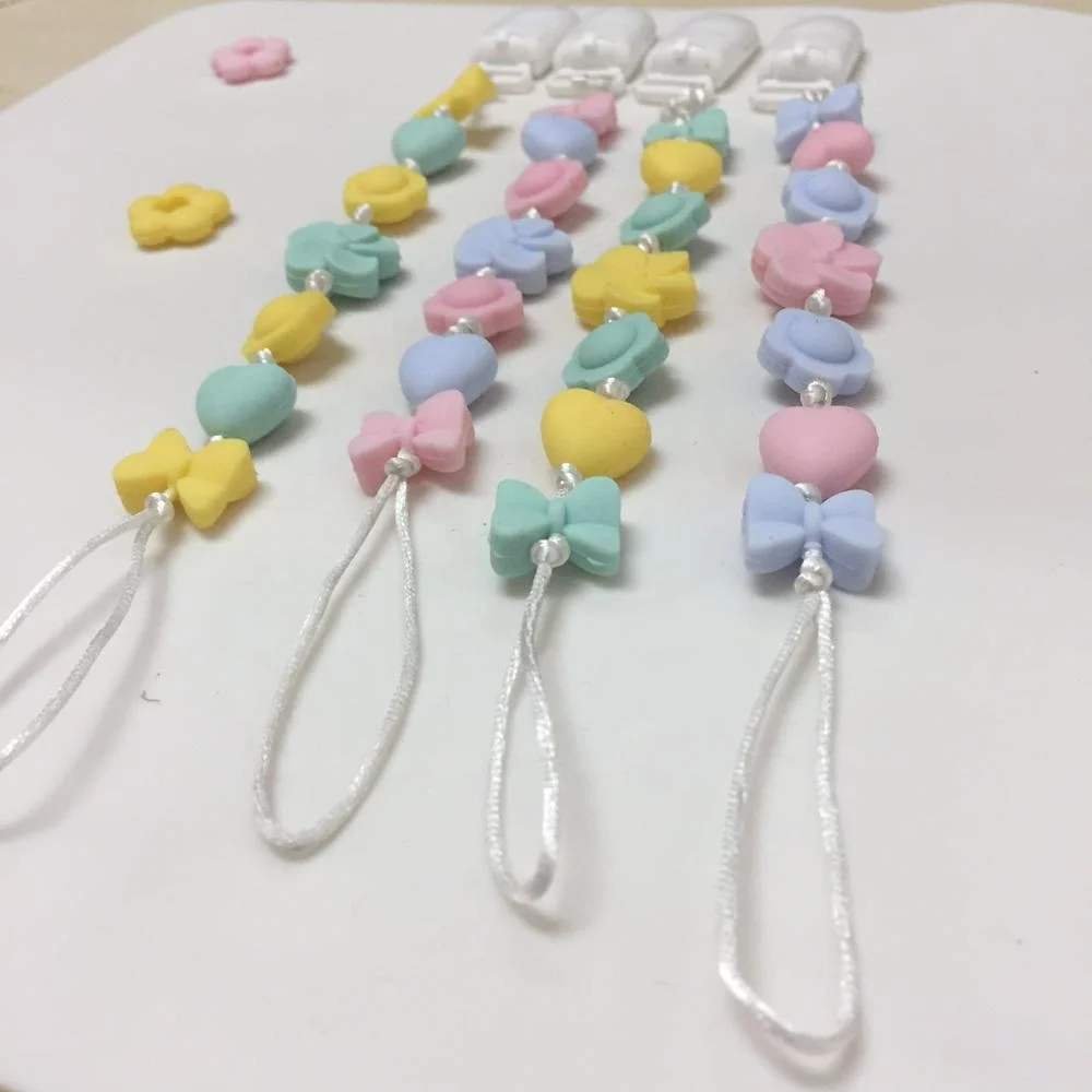 
Customize DIY Necklace Soft Silicone Beads Teether Holder Pacifier Clip Chain 
