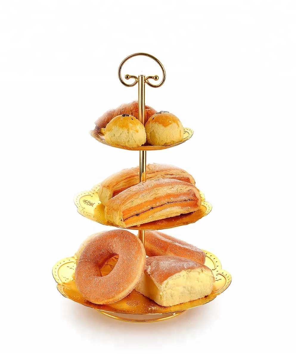 Wedding Party Metal Wire 3 tier collapsible rose gold cake cupcake stand for Birthday