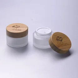 bamboo lid cosmetic glass jar  glass screw top jars