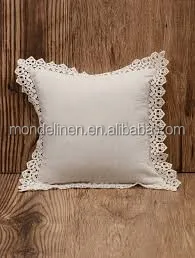 
100% pure natural linen hand hemstitch lace cushion cover 