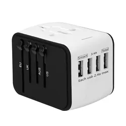 Travel adapter Outlet adapter travel accessory with 4 USB ports Universal Charger (UK, US, AU, Europe & Asia)