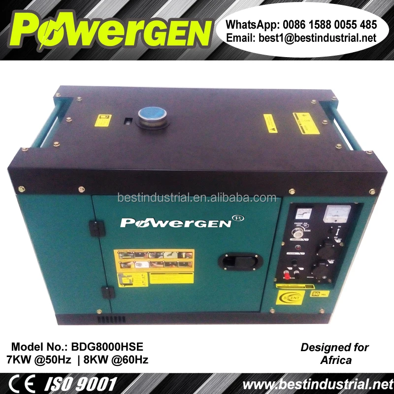 New design!!! POWERGEN Silent Enclosure Type Single Phase Portable Diesel Generator 8KW 60Hz