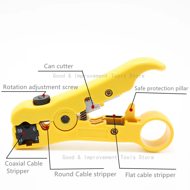 1pc Flat & Round UTP/Cat5/Cat6 Stripper(optional) Coax Universal Cable Stripper Cutter Coaxial Stripping Tool Network