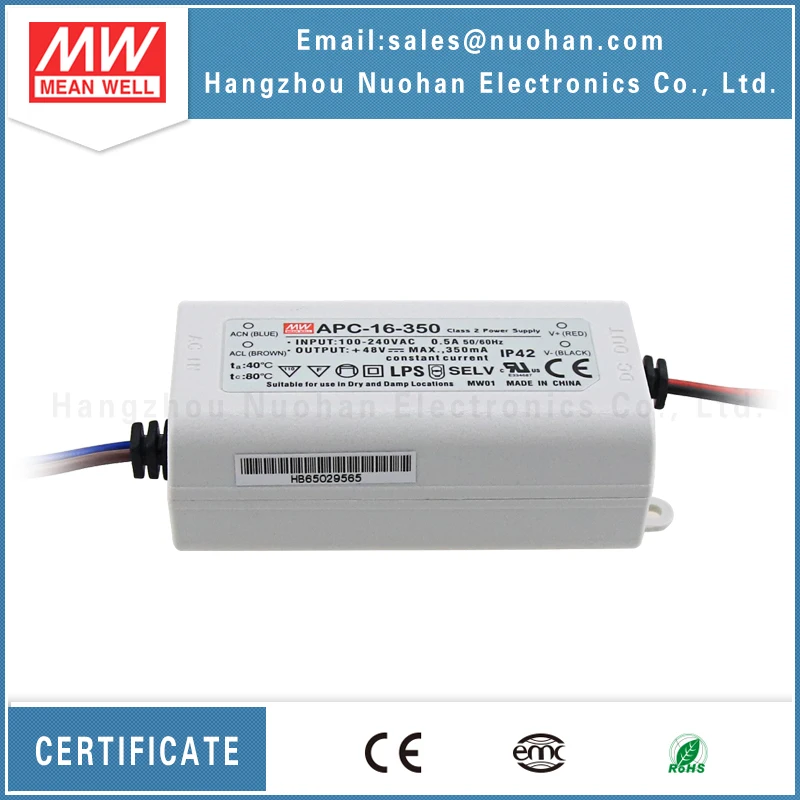 Mean well 16W 350ma Constant Current led driver APC-16-350