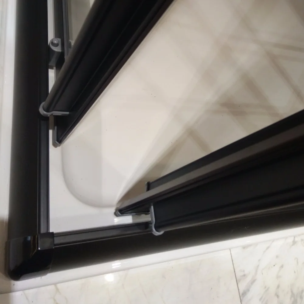 SALLY Black Aluminum Frame Custom Glass Corner Entry Shower Cabin Ready Made Sliding Glass Shower Room Bathroom
